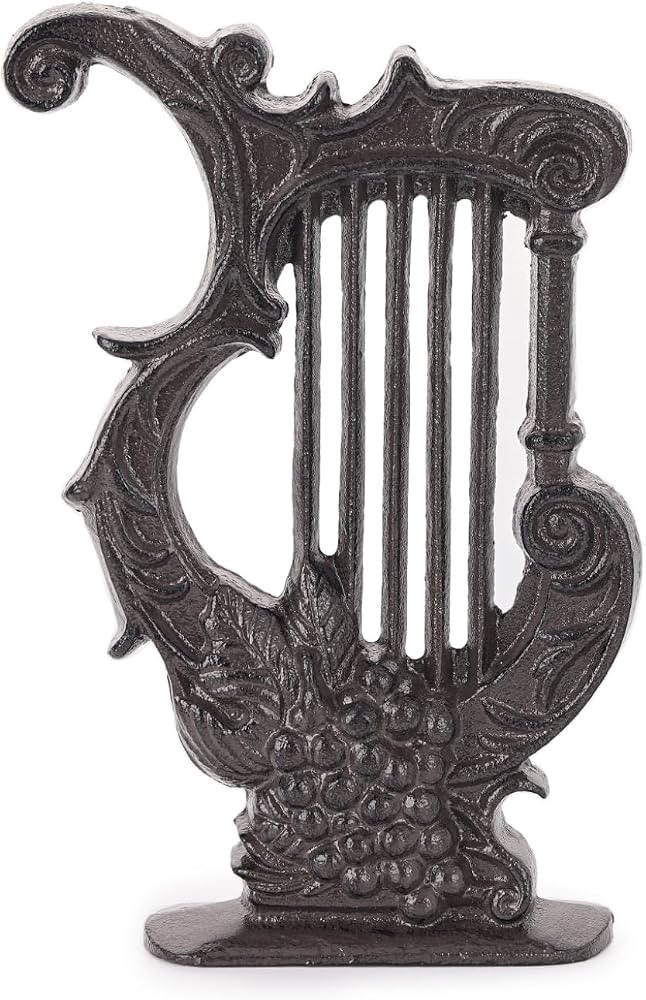 Sungmor Antique Cast Iron Lyre Figurine, Antique Music Instrument Sculpture | Amazon (US)