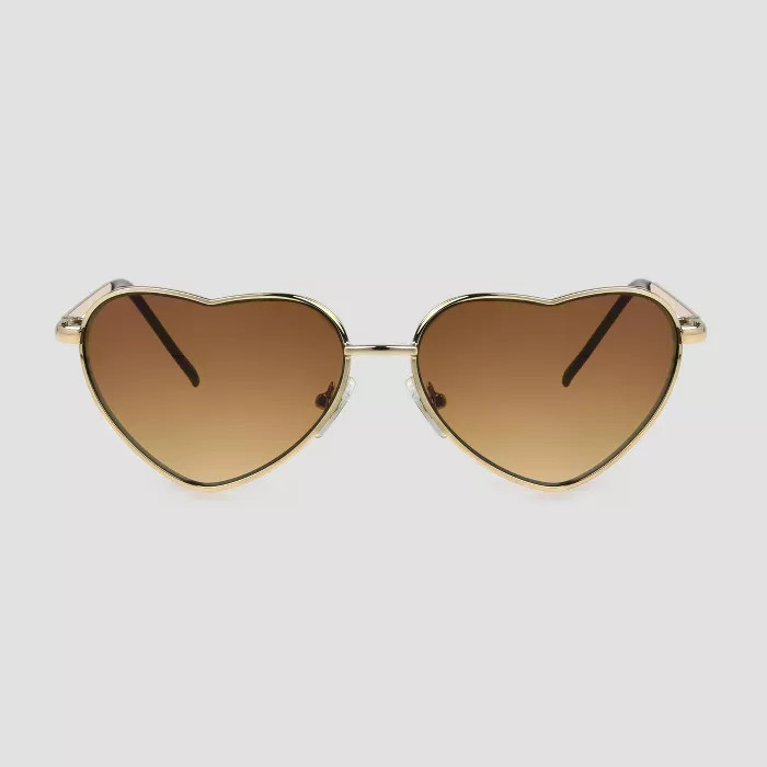 Girls' Heart Shape Aviator Sunglasses - Cat & Jack™ Gold | Target