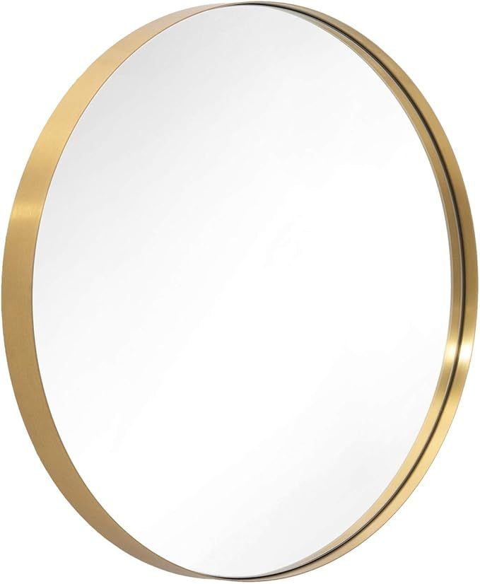 ANDY STAR Gold Round Mirror, 24’’ Brushed Gold Circle Bathroom Mirrors in Stainless Steel Met... | Amazon (US)