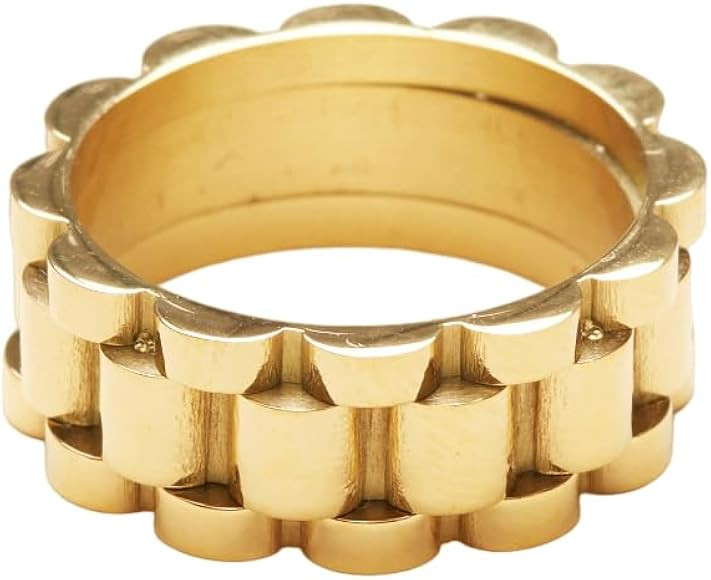Shapes Studio 18K Gold Plated Belt Chain Ring, Gold Rings for Women, Stacking Rings, Gold Band Mi... | Amazon (US)