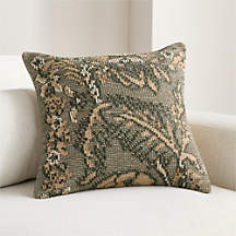 Hillsfield Organic Cotton 20"x20" Burnt Green Throw Pillow Cover | Crate & Barrel | Crate & Barrel