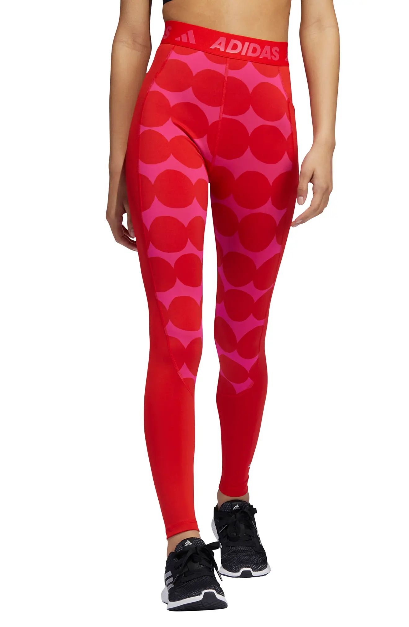 adidas x Marimekko Techfit Compression Training Tights, Size Large in Vivid Red at Nordstrom | Nordstrom