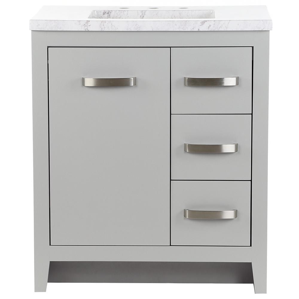 Home Decorators Collection Blakely 31 in. W x 19 in. D Bath Vanity in Sterling Gray with Stone Effec | The Home Depot