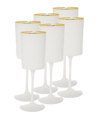 Square Shaped Wine Glasses with Rim 6 Piece Set, Service for 6 | Macy's