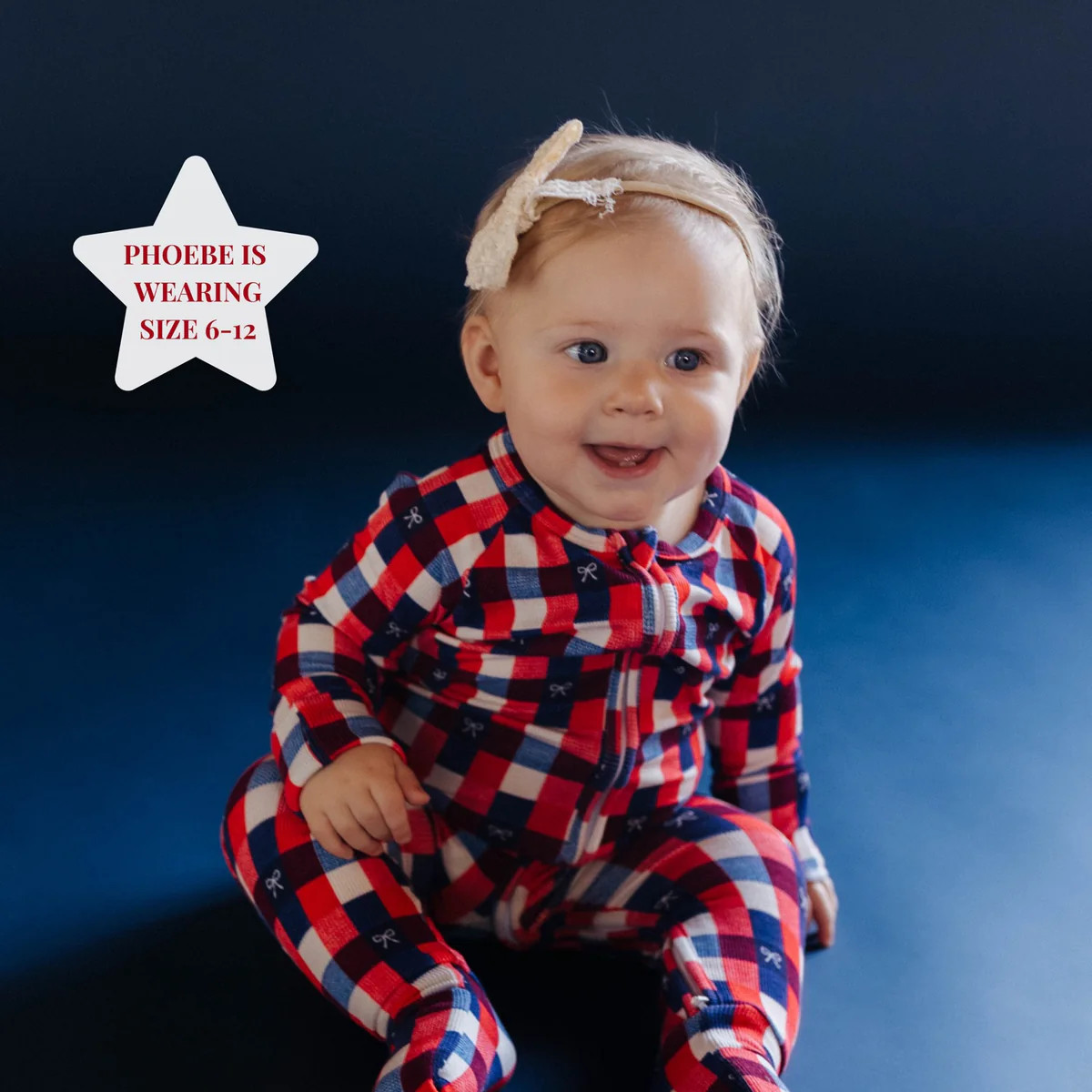 Gingham Bow Baby Bamboo Zipper Romper | Staykation | Staykation