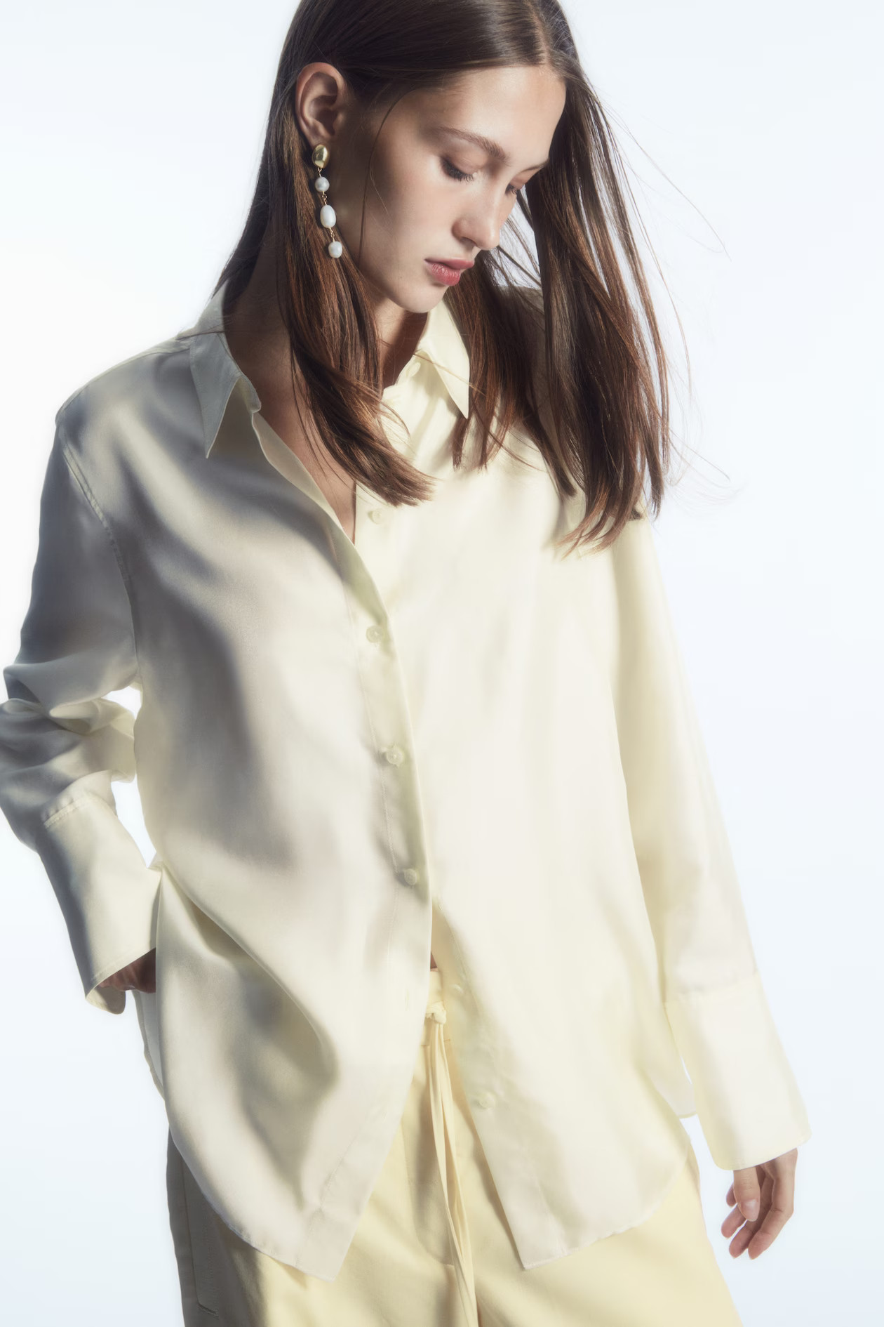 OVERSIZED PURE SILK SHIRT - OFF-WHITE | COS (AU)
