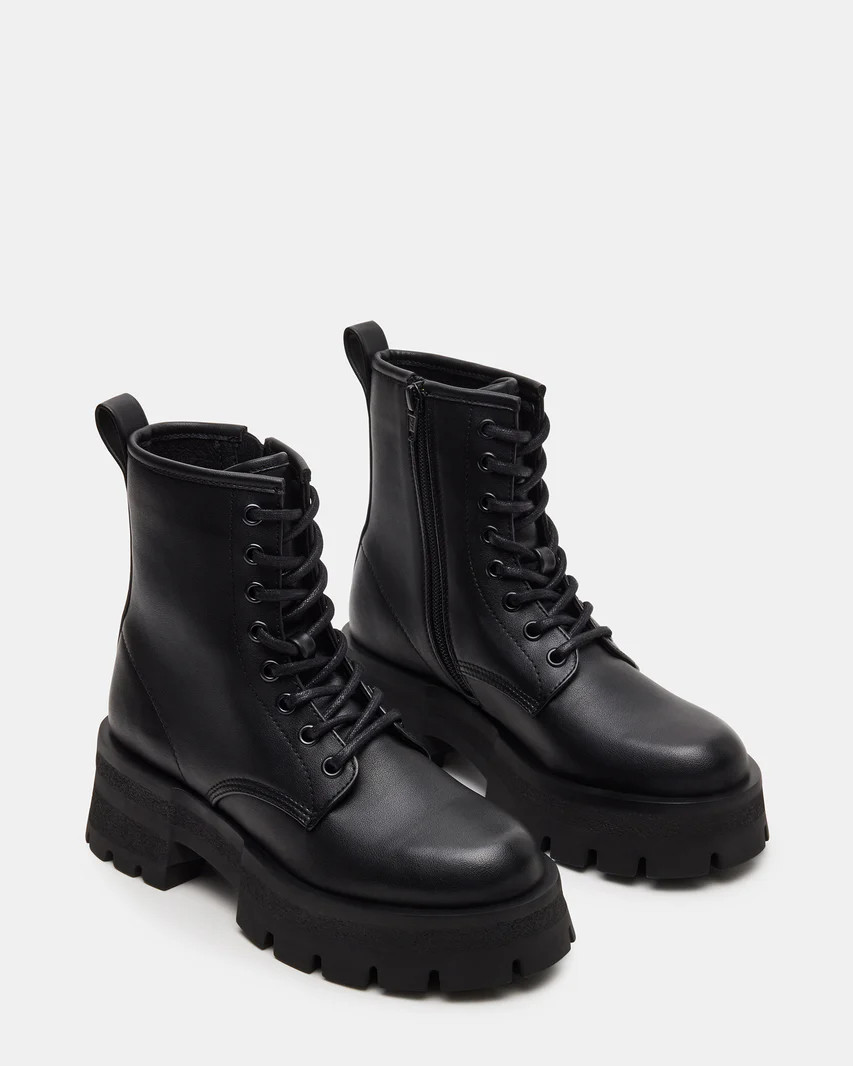 RASCAL Black Combat Ankle Bootie | Women's Booties | Steve Madden (US)
