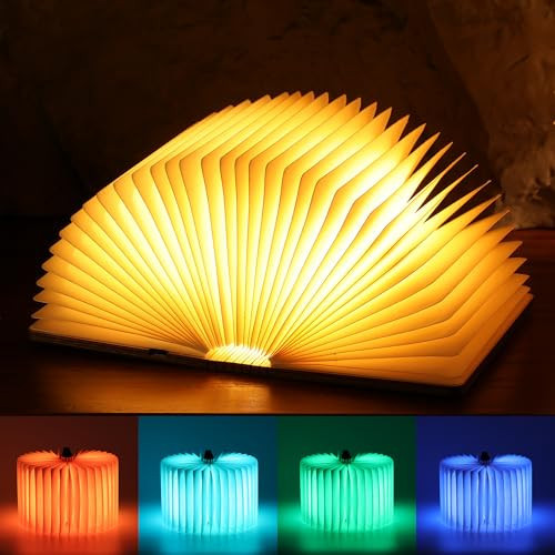 ZBOLE Unique Gifts for Book Lovers Women, 12 Colors Portable Book Lamp with Remote, Folding Book Light, Lovely Gift for Christmas, Birthday, Back to School & Bookshelf & Home Decor (Walnut) | Amazon (US)