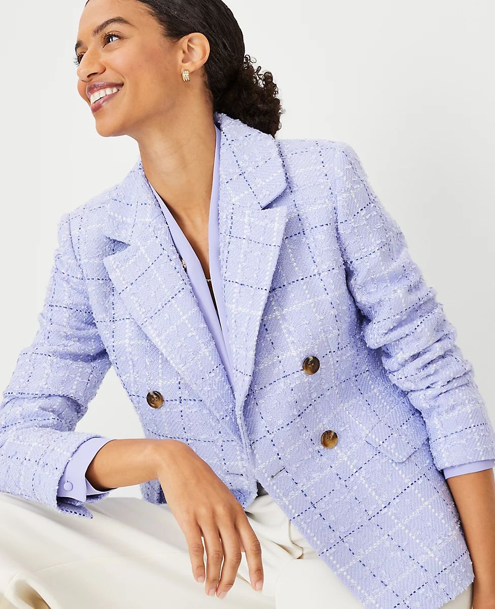 The Petite Tailored Double Breasted Blazer in Tweed | Ann Taylor (US)