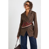 boohoo Women's Cinched Tailored Blazer in Coffee | Size: 18 | Boohoo.com (UK & IE)
