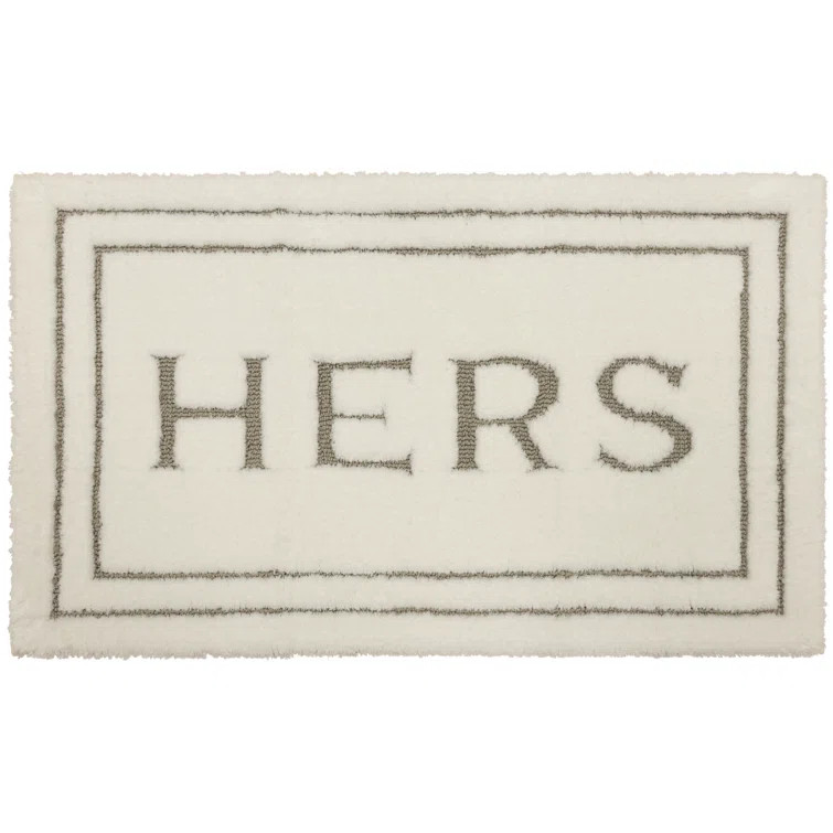 Ghobad Hers Bordered Polyester Machine Washable Bath Rug | Wayfair North America