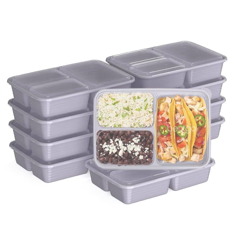 Bentgo Prep - 20-Piece 3-Compartment Reusable Meal Prep Containers with Lids, PFAS & BPA Free Mat... | Amazon (US)