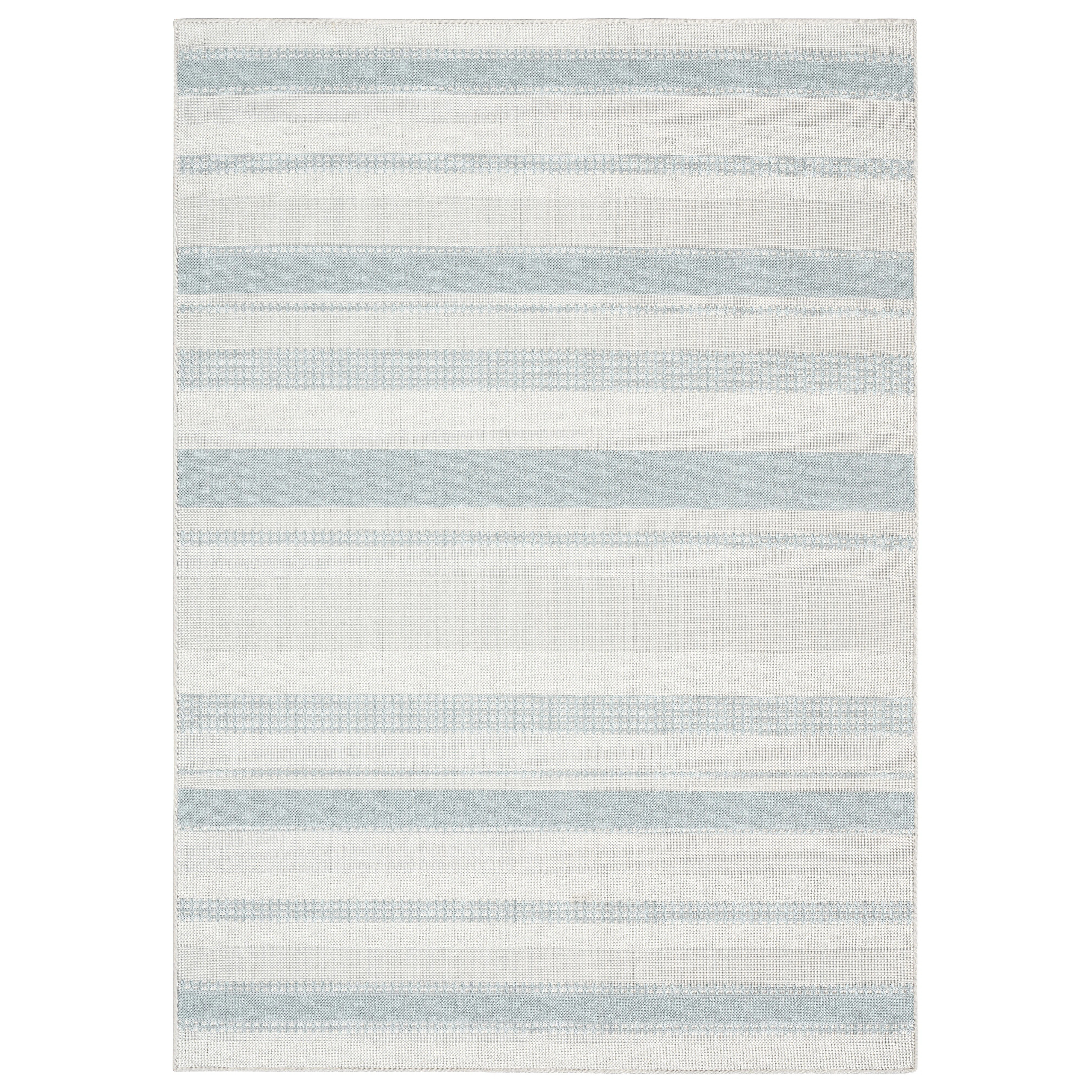 HowleTripoli Mateo Modern Striped Indoor/Outdoor Area Rug, Blue/Cream | Wayfair North America