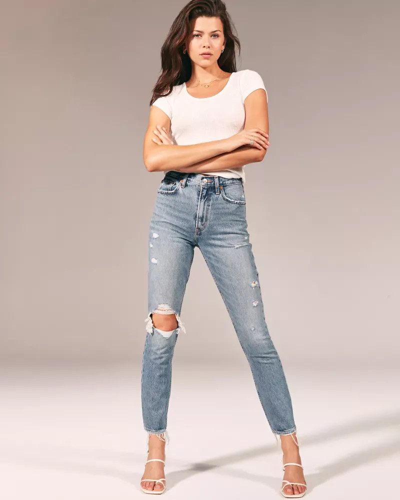 Ripped High Rise Mom Jeans | Abercrombie & Fitch US & UK