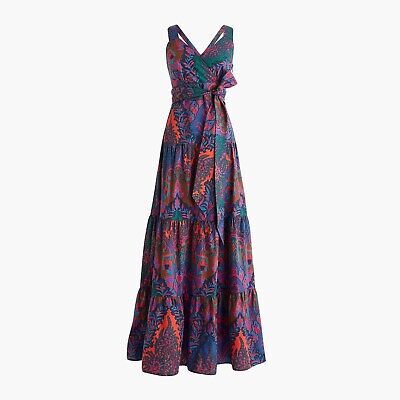 NWT J.CREW Tiered Sleeveless Maxi Dress in Ratti Scarf Paisley Multi Sz. 2 AC882 | eBay US