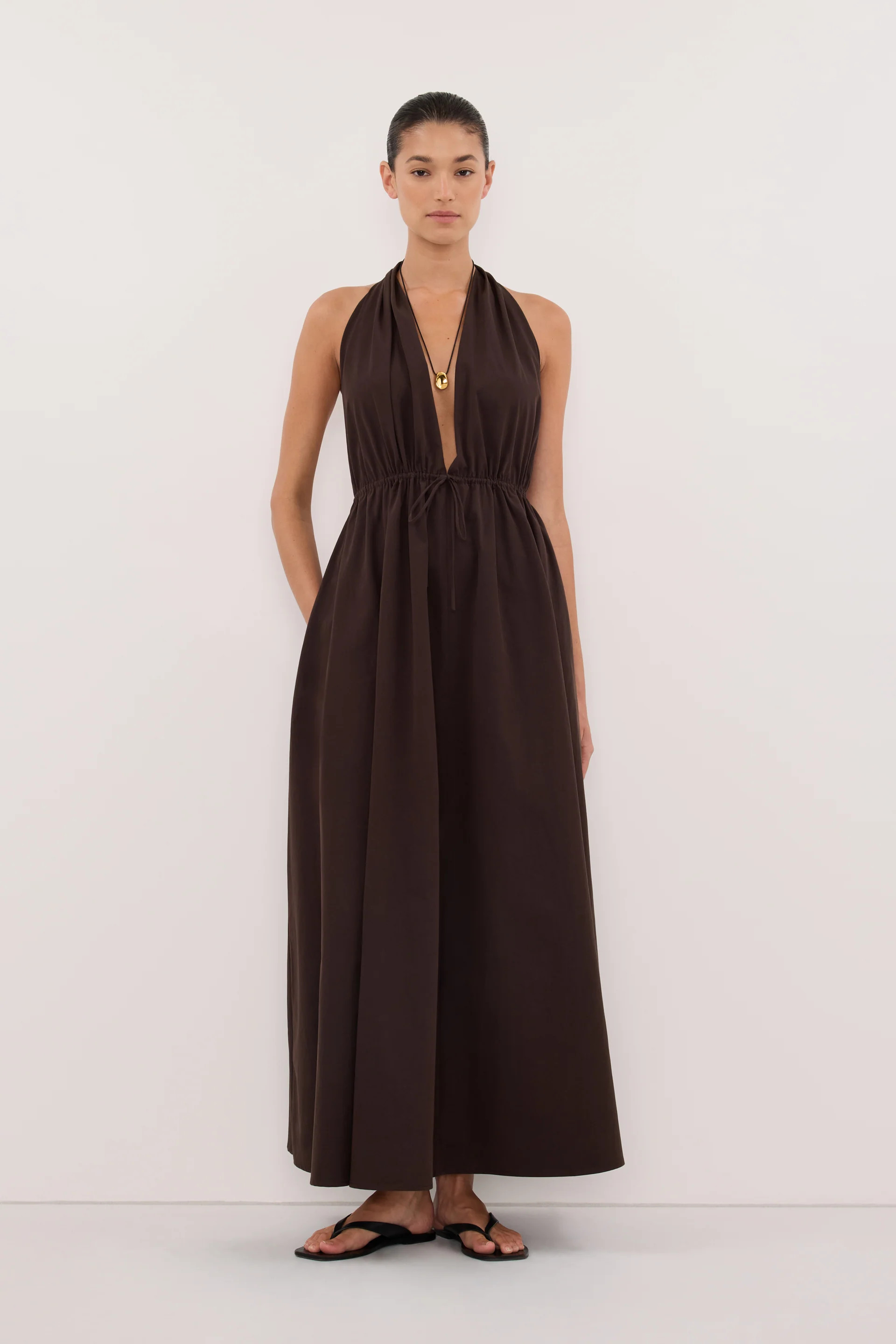 TAMMY BURNT CHOC POPLIN MIDI DRESS | DISSH