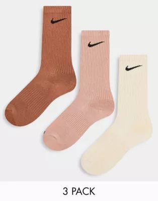 Nike Everyday cushioned crew socks in nude tones 3 pack | ASOS (Global)