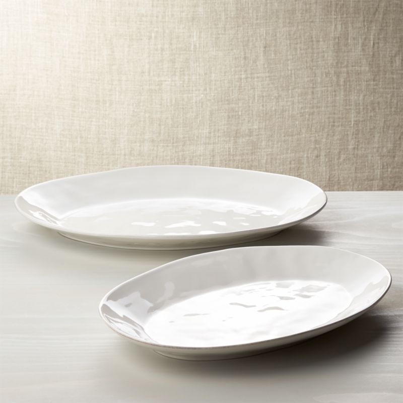 Marin White Serving Platters | Crate & Barrel | Crate & Barrel