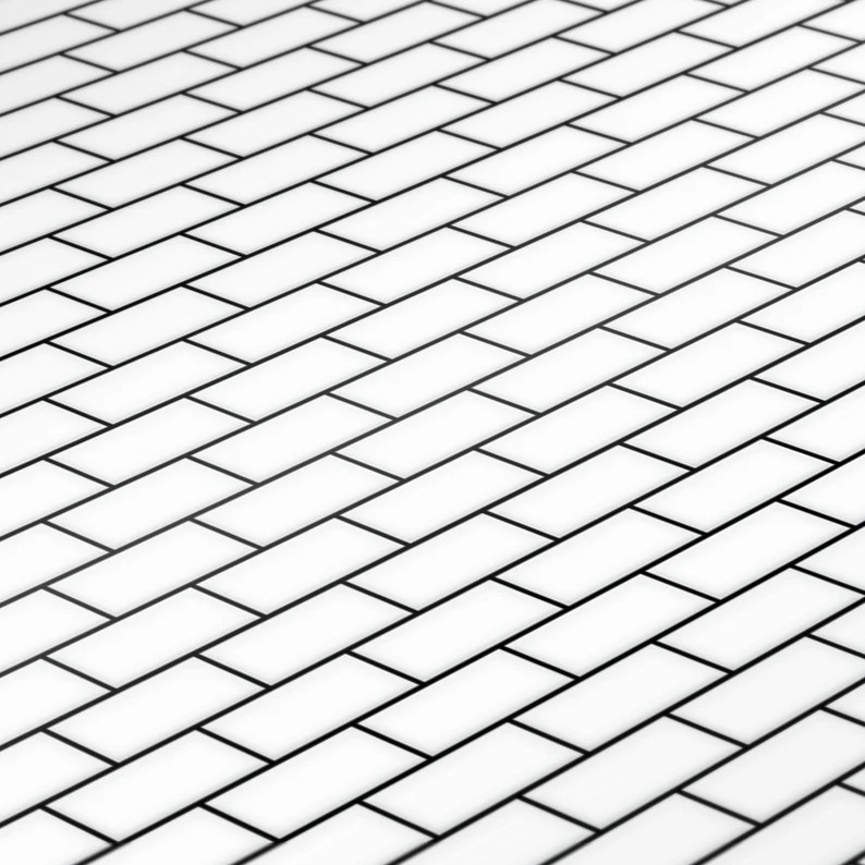 1/12 White Subway Tile Effect Black Grout Dollhouse  Miniature  Satin Finish 8.5" x 11" and 11" x... | Etsy (US)