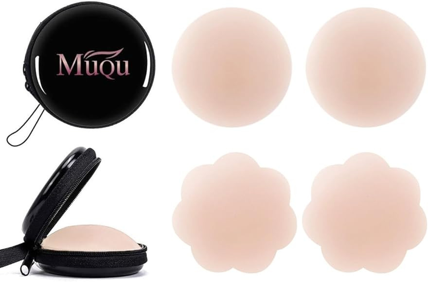 MUQU Pasties Nipple Covers - Silicone Nipple Covers Reusable Adhesive Invisible Nippleless Cover ... | Amazon (US)