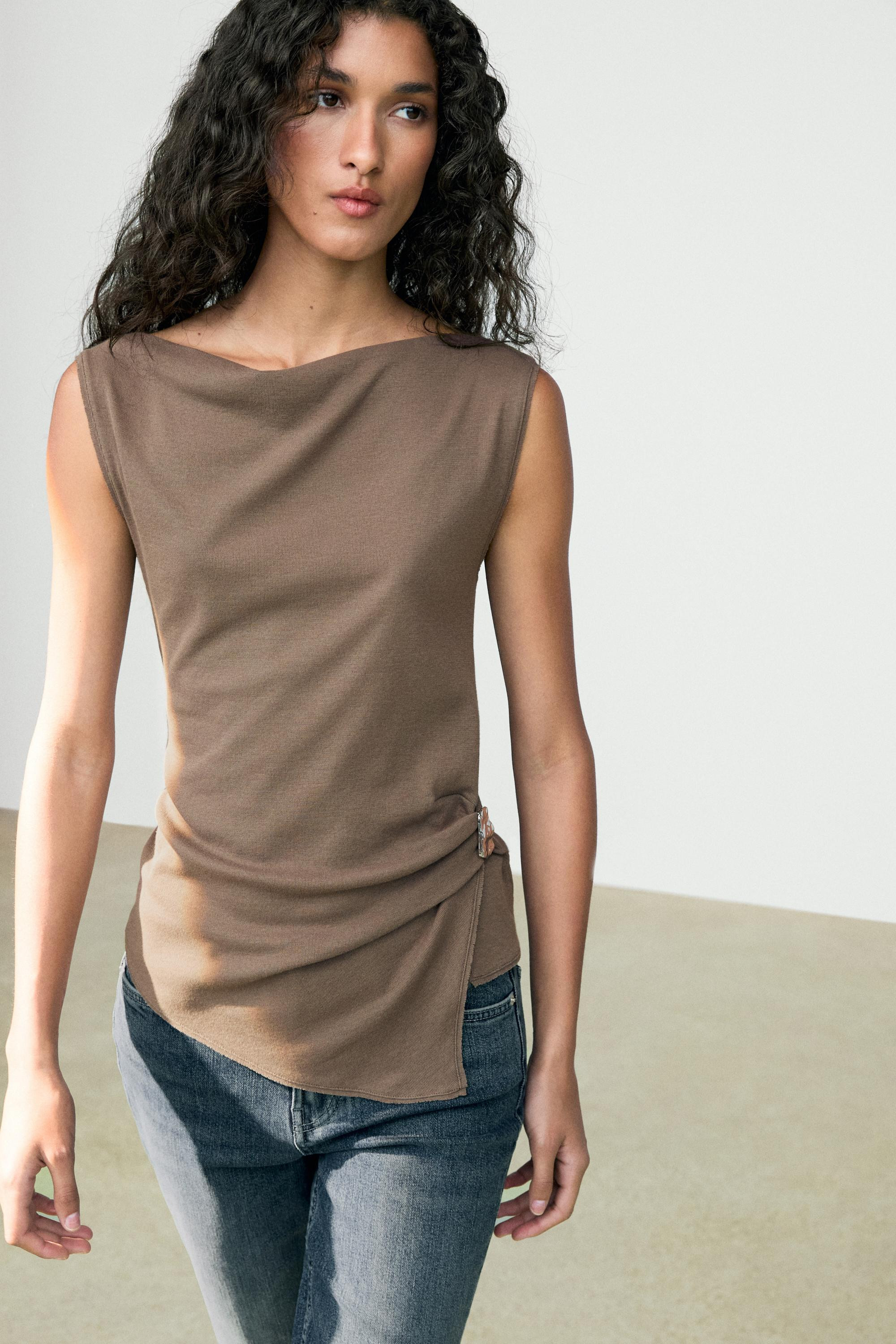 100% cotton knit top | Massimo Dutti US