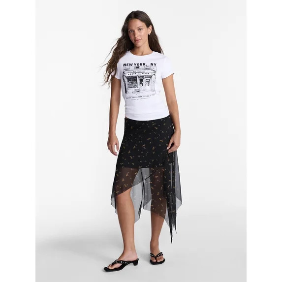 No Boundaries Longline Graphic Cotton Baby Tee, Women's XXS-XXL | Walmart (US)