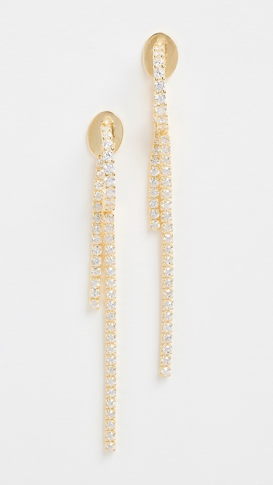 Thin Tennis Front Back Drop Stud Earrings | Shopbop