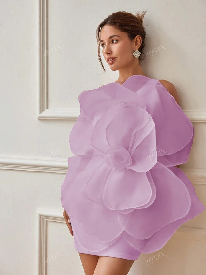 TrendsWomen's 3D Rose Floral Atmosphere Formal Evening Dress Avant-Garde Gown, Summer, Semi Forma... | SHEIN