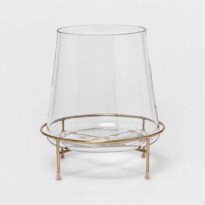 10" x 9" Glass Hurricane Pillar Candle Holder with Pedestal Gold/Clear - Project 62™ | Target