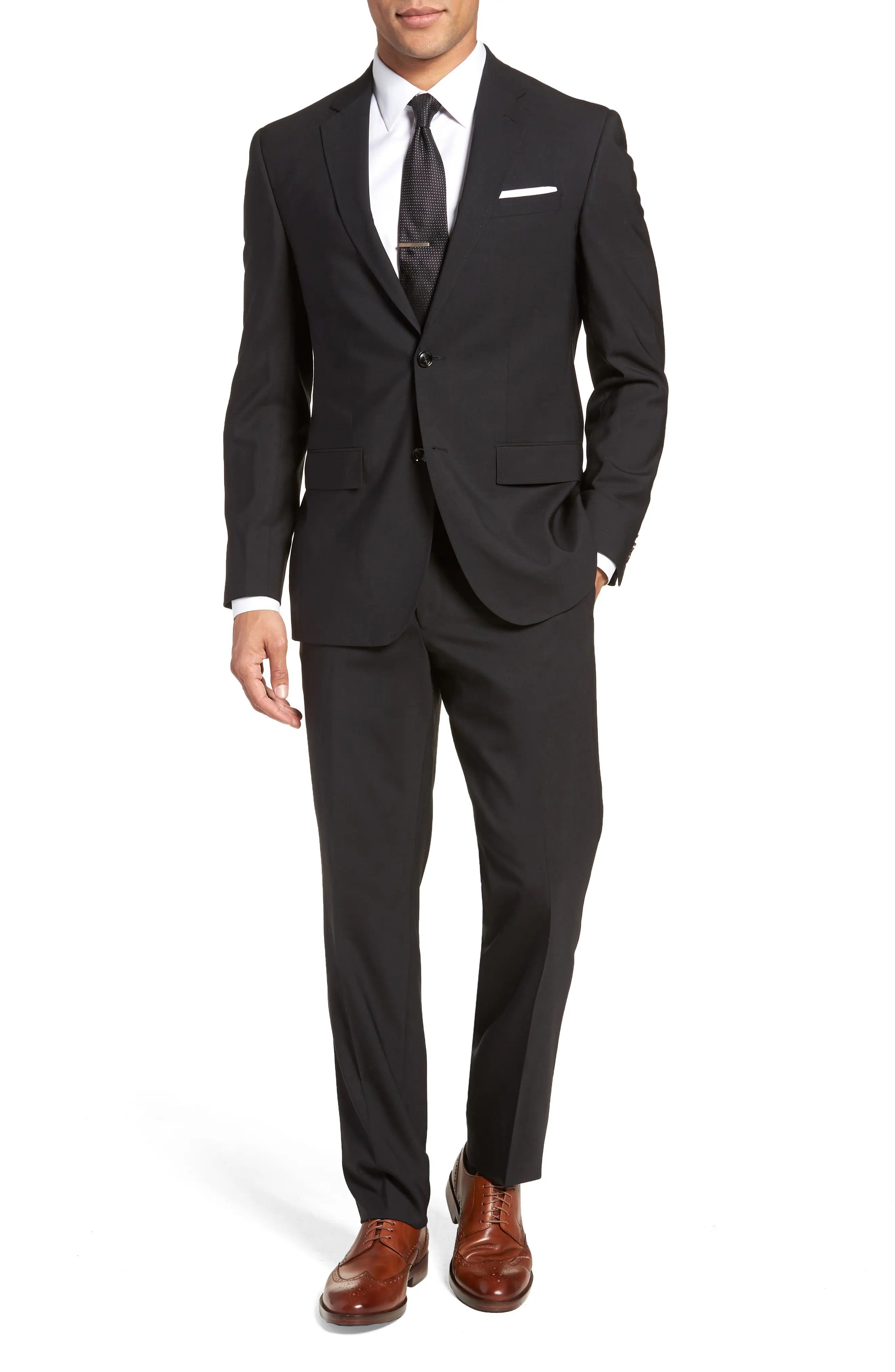 Ted Baker London Jay Trim Fit Solid Wool Suit in Black at Nordstrom, Size 40 Regular | Nordstrom