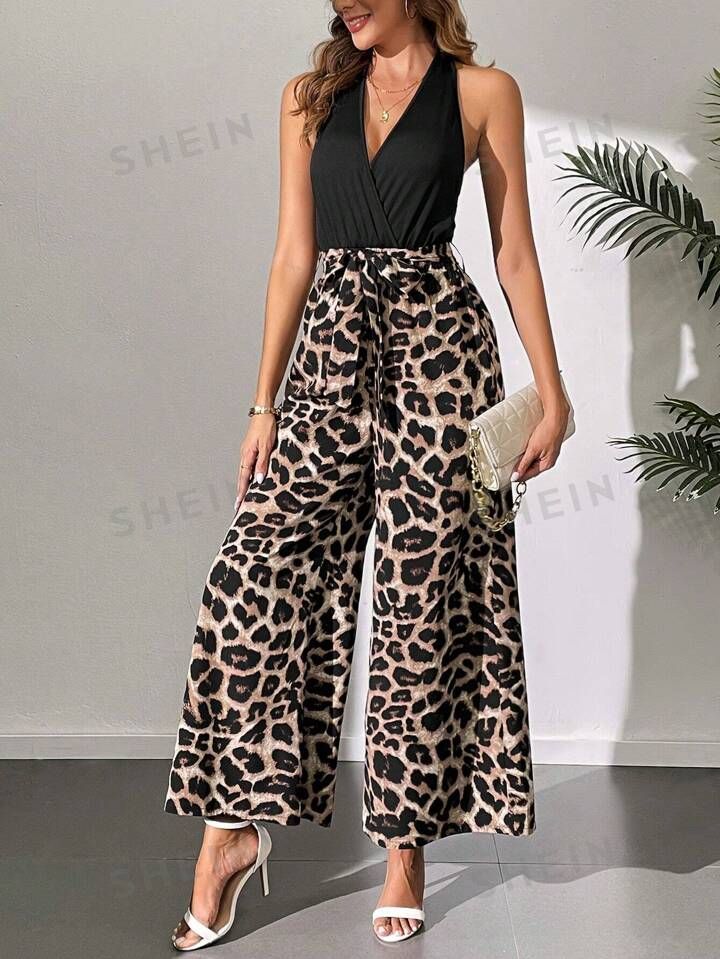 SHEIN Frenchy Women's Leopard Print Sleeveless Jumpsuit | SHEIN