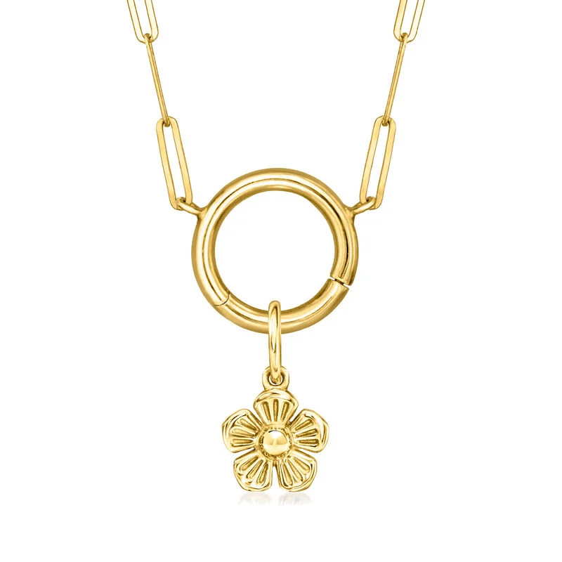 Italian 14kt Yellow Gold Flower Charm | Ross-Simons