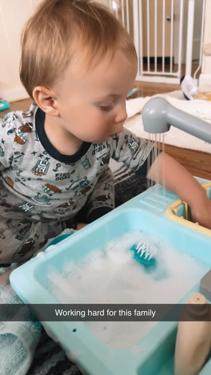The perfect rainy or winter day activity! Little man is working hard for his family over here 😂💦🫧🧽🍽️ 

#LTKbaby #LTKfamily #LTKkids