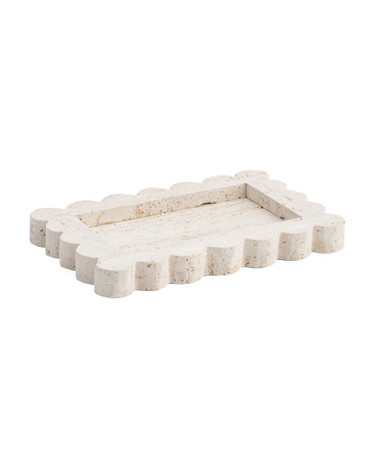 12x8 Travertine Fluted Tray | TJ Maxx