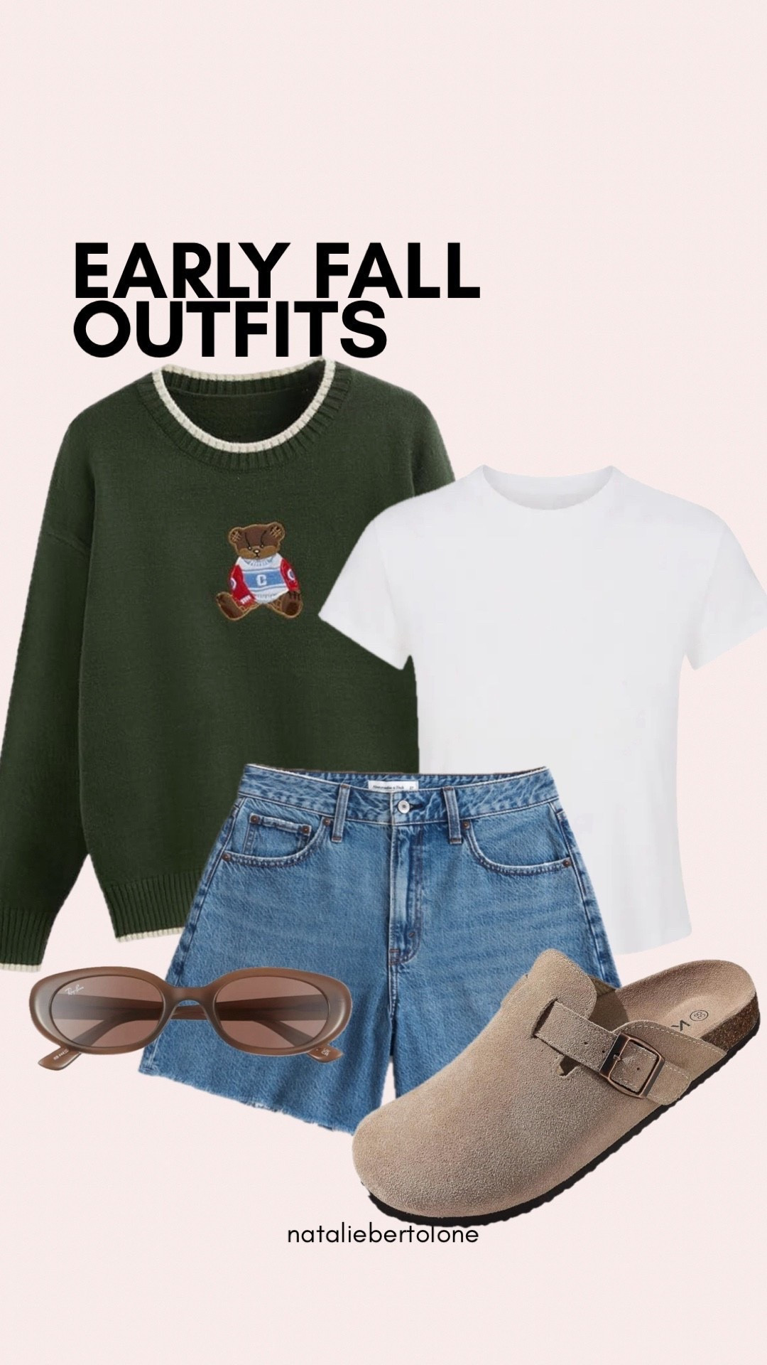 early fall outfit idea! this teddy graphic sweater is so cute.   abercrombie jean shorts will always be my favorite!!

#LTKootd #LTKSeasonal