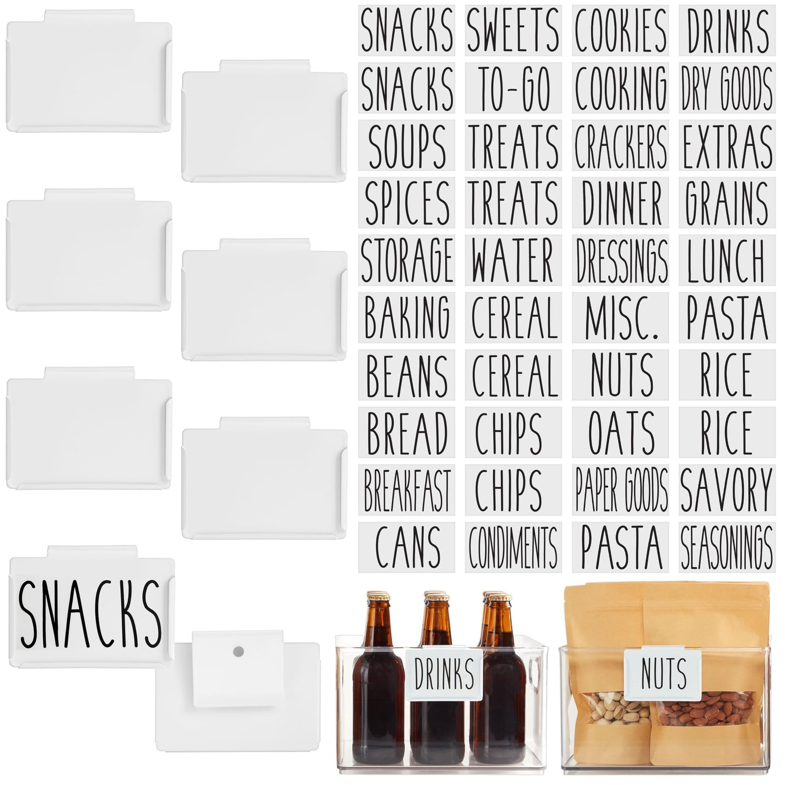 Talented Kitchen 8 Piece Metal Basket Labels Clip On Holders with 40 Labels for Kitchen Storage, ... | Amazon (US)
