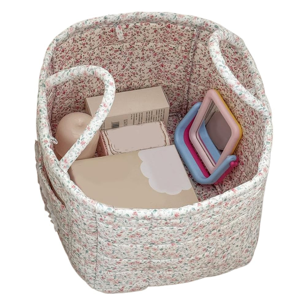 Floral Fabric Storage Basket Car Interior Storage Basket Underwear Sundries Laundry Baskets Suppl... | Amazon (US)