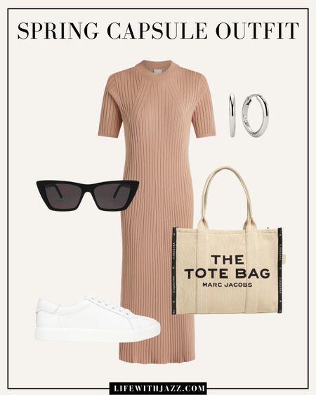 Spring outfit inspo styling a sweater dress casually 🤍

Spring / summer / casual / sweater dress / maxi dress / midi dress / sneakers / tote bag / sunglasses / silver hoops 

#LTKSeasonal #LTKstyletip