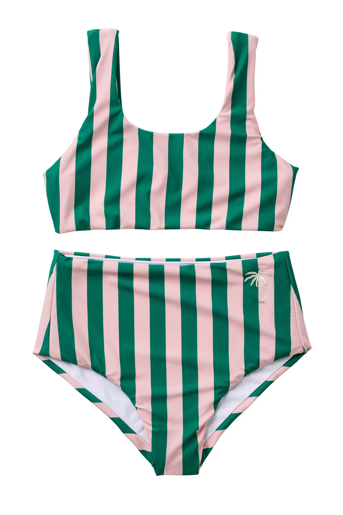 Cabana Stripe Two Piece Swimsuit / Pink Palms | Seaesta Surf