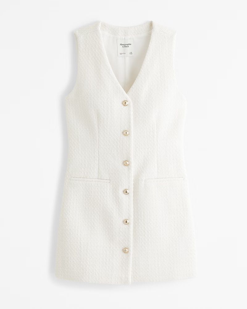 Abercrombie & Fitch Women's The A&F Mara Tweed Vest Mini Dress in Cream - Size XXS | Abercrombie & Fitch (US)