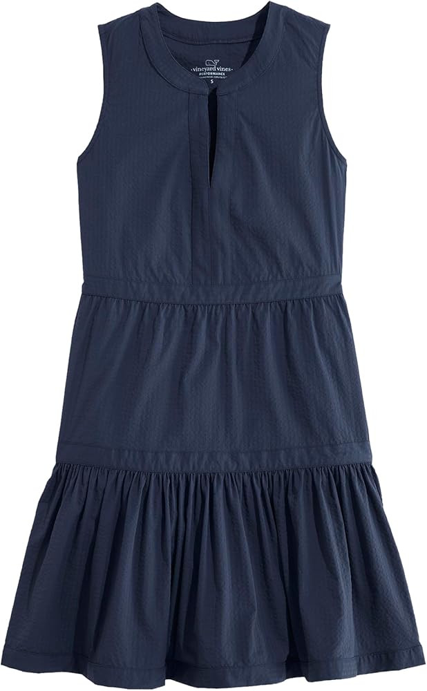 vineyard vines Women's Harbor Seersucker Tiered Dress | Amazon (US)