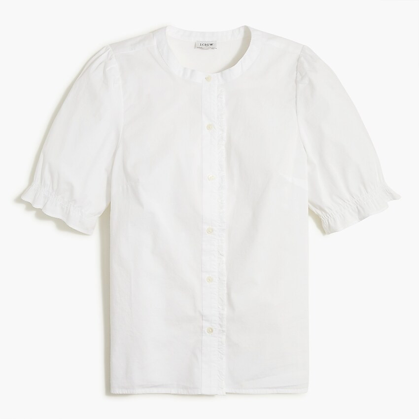 Ruffleneck cotton poplin top | J.Crew Factory