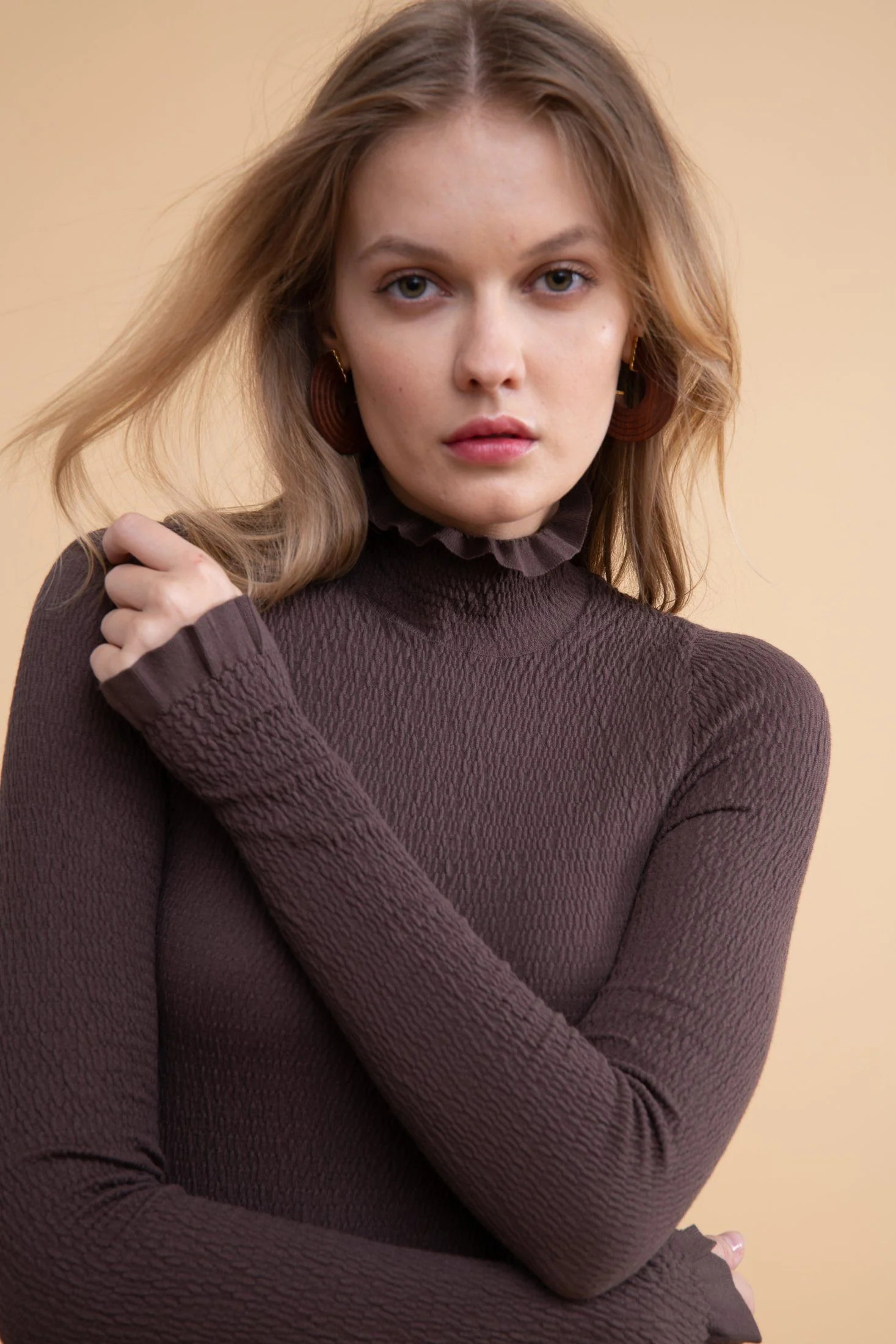 Smocked Turtleneck - Chocolate | Rachel Parcell