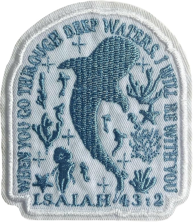 When You Go Through Deep Waters Whale Shark Patch Bible Christian Faith Religious Embroidered Pat... | Amazon (US)