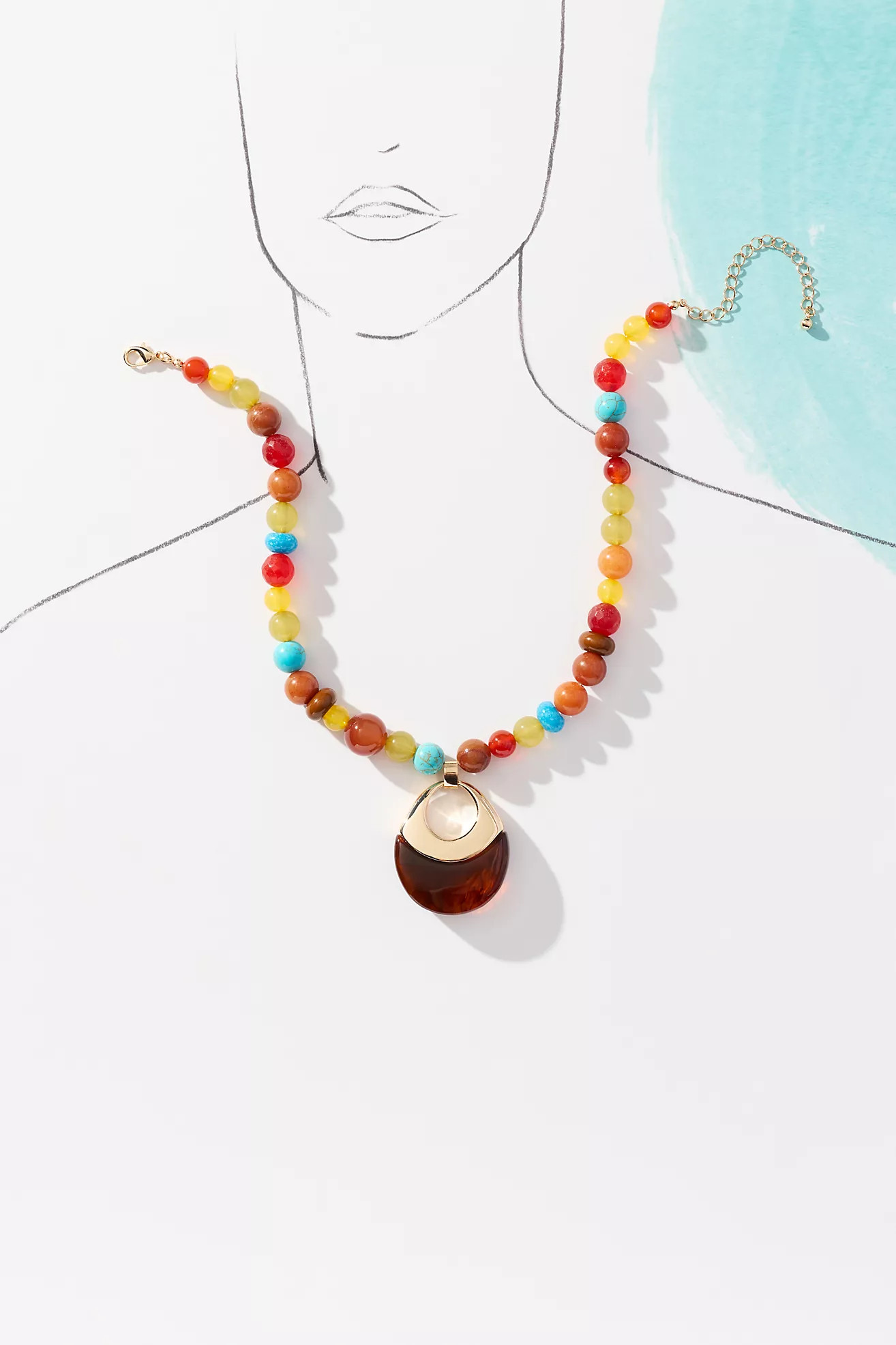 Beaded Resin Pendant Necklace | Anthropologie (US)
