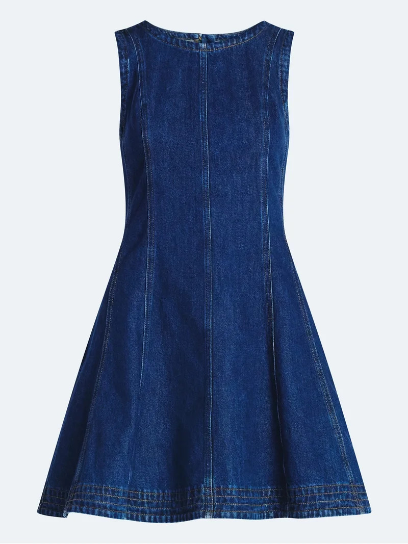 Free Assembly Women's and Women's Plus Sleeveless Denim Panel Mini Dress, Sizes XS-4X | Walmart (US)