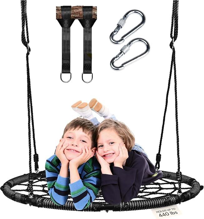 Spider Web Tree Swing Year-Round - 40-Inch Black Saucer - 440 lb Capacity & 900D Oxford Waterproo... | Amazon (US)