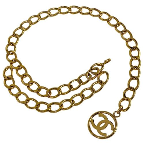 CHANEL Belt Chain AUTH Coco Logo Gold camellia Coin Medal 94cm Necklace CC F/S | eBay US