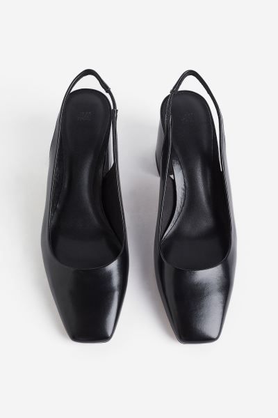 Block-heeled Slingbacks - Black - Ladies | H&M US | H&M (US + CA)