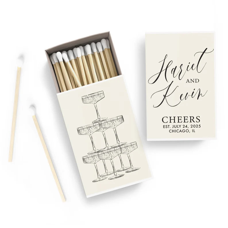 Personalized Matches SET OF 50 Wedding Favors Champagne Tower Reception Favors Bridal Shower Enga... | Etsy (US)
